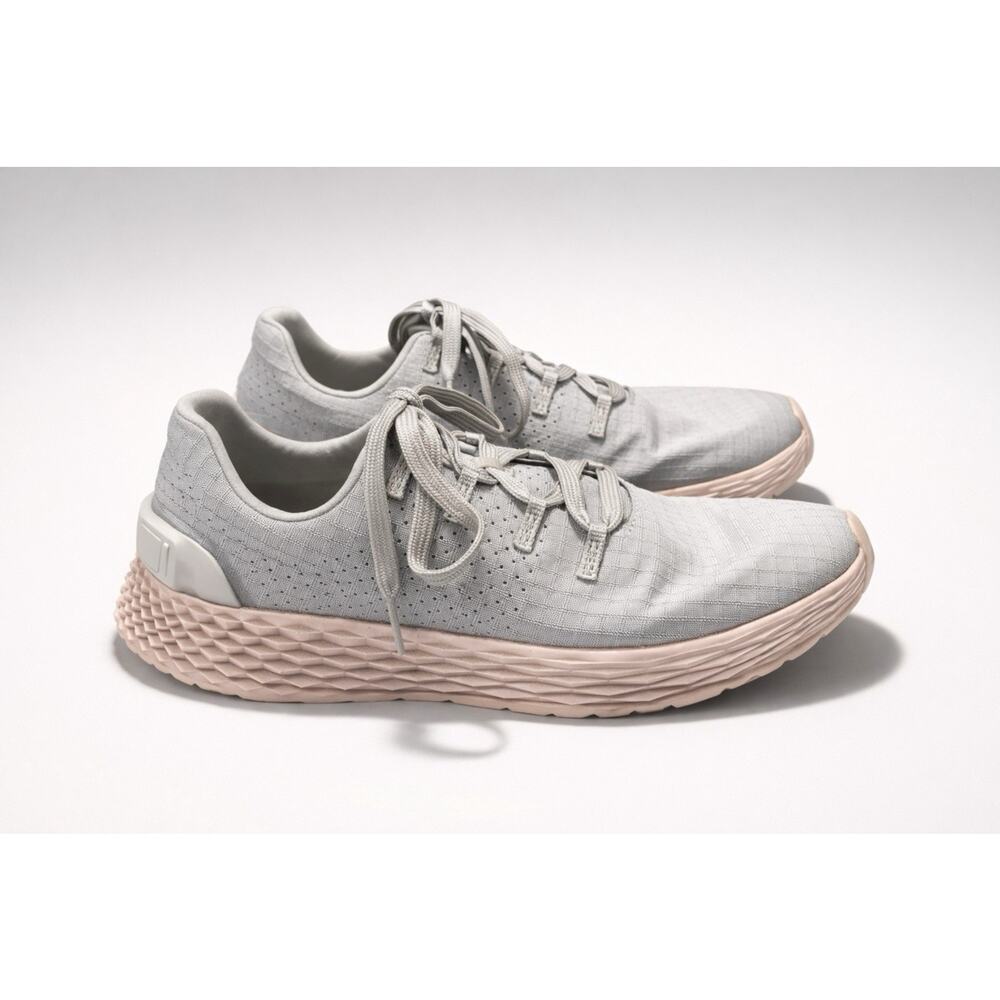 Nobull Ripstop Running Shoes White Low Top Geometric Lace Up Womens 7.5 Men 6